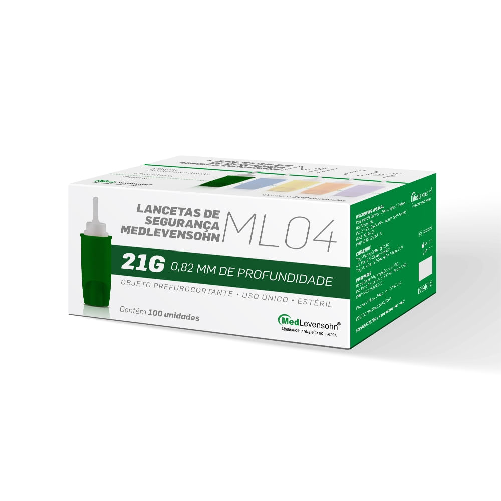 Lanceta c/ Trava de Segurança 21G 0,82x1,8mm 100Unids - Super